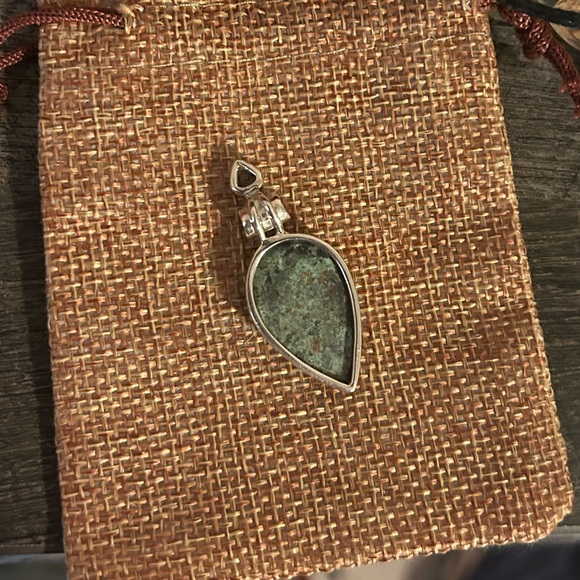 Chrysocolla Dioptase and Topaz .925 Pendant - Picture 4 of 4